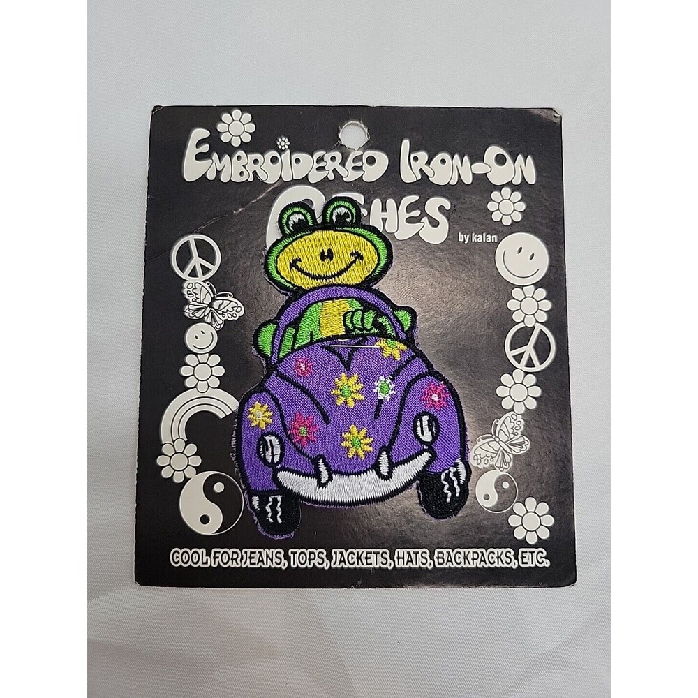 Vintage 1998 NEW KALAN Embroidered Iron-on Patch  Psychedelic Frog/Volkswagen
